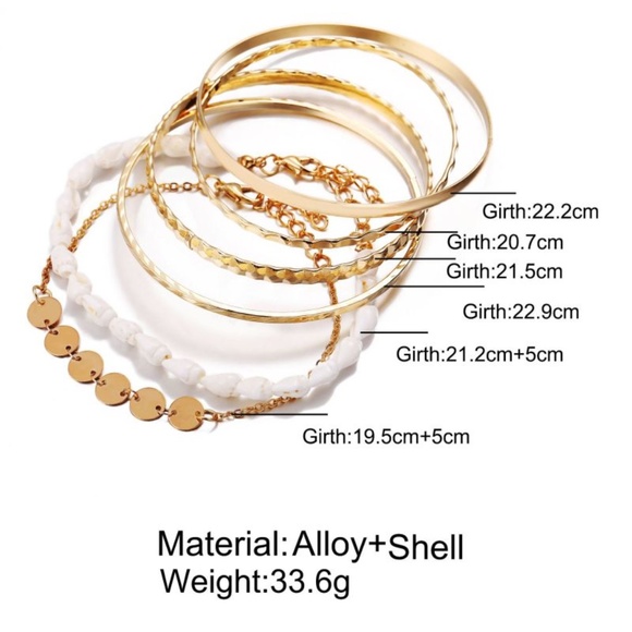 **ANNIA* 6-Pc Gold x White Fashion Bracelet Set - Picture 4 of 6